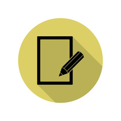 Poster - sheet and pencil long shadow icon. Simple glyph, flat vector of web icons for ui and ux, website or mobile application