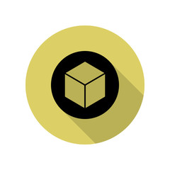 Poster - cube in a circle long shadow icon. Simple glyph, flat vector of web icons for ui and ux, website or mobile application
