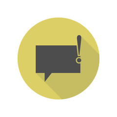 Poster - bubbles of communication with an exclamation mark long shadow icon. Simple glyph, flat vector of web icons for ui and ux, website or mobile application