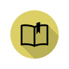 Poster - book with a bookmark long shadow icon. Simple glyph, flat vector of web icons for ui and ux, website or mobile application