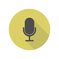 Poster - microphone long shadow icon. Simple glyph, flat vector of web icons for ui and ux, website or mobile application