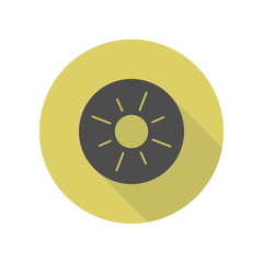 Poster - sun in round long shadow icon. Simple glyph, flat vector of web icons for ui and ux, website or mobile application