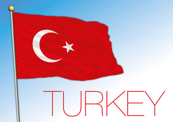 Wall Mural - Turkey official national flag, Europe and Asia, vector illustration