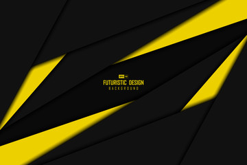 Poster - abstract black and yellow tech overlap design of center template background. illustration vector eps