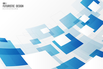 Wall Mural - Abstract distort of square and white blue technology artwork graphic design cover background. illustration vector eps10