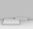 3d pedestal white cube podium minimal studio background. Abstract 3d geometric shape object illustration