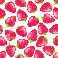 red strawberry seamless pattern. Texture for fabric, wrapping, wallpaper. Decorative print.