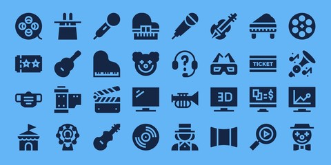 Poster - Modern Simple Set of entertainment Vector filled Icons