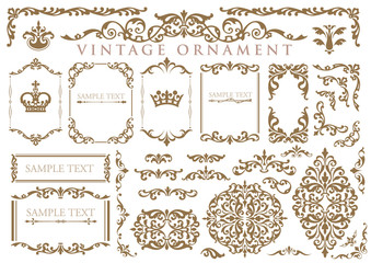Wall Mural - vintage ornament set. floral frames and borders.