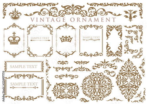 Fotografía vintage ornament set. floral frames and borders.