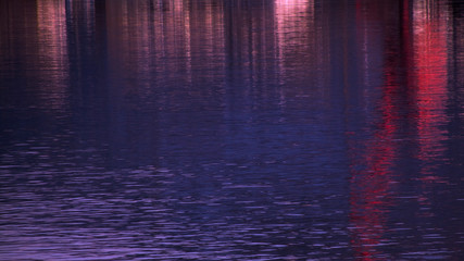 Wall Mural - abstract blue red background. reflection in the water of the lights of the night city.
