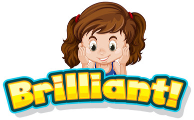 Wall Mural - Font design for word brilliant with cute little girl