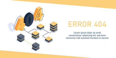 Poster - Design template for web page with 404 error,infographics, hero images. Flat isometric vector illustration isolated on white background
