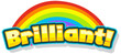 Font design for word brilliant with rainbow in background