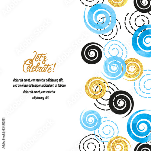 Papel de parede Abstract vector celebration background with blue watercolor spirals