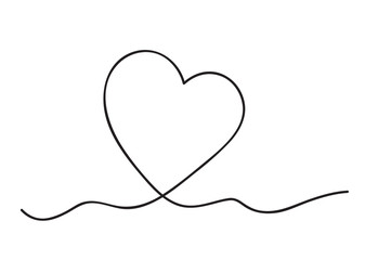 Wall Mural - Heart. Abstract love symbol. Continuous line art drawing vector illustration