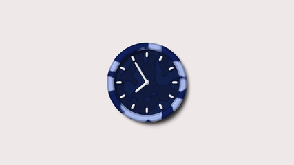 Blue dark 3d clock icon,wall clock icon,counting down 3d clock icon