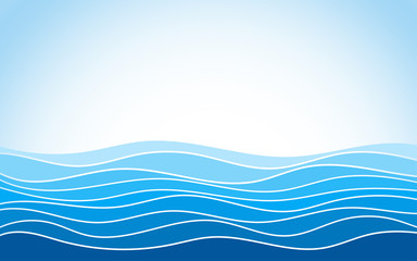 Wall Mural - Abstract ocean sea wave with blue sky landscape vector background illustration
