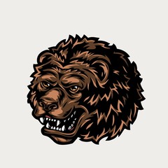 Wall Mural - vintage colorful ferocious bear head