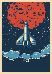 Wall Mural - vintage space colorful poster