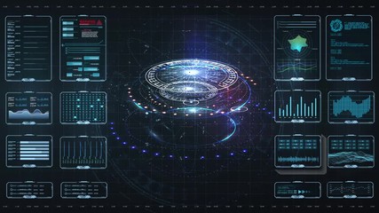 Fototapete - Virtual reality.Futuristic VR head-up display design. HUD,GUI futuristic element. Circle Abstract Digital Technology UI Futuristic HUD Virtual Interface Elements Sci- Fi Modern User For Graphic Motion