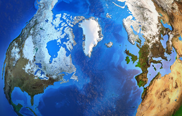 Canvas Print - arctic, north pole and greenland from space