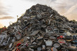 Huge mountain of mainly metal garbage in a junkyard