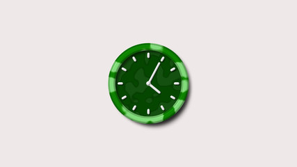 Green clock icon,white background green color army design 3d clock icon