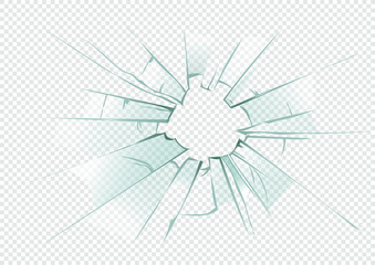 Aufkleber - Broken transparent glass vector template for a design