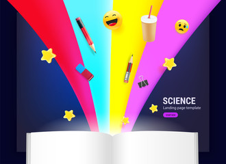 Poster - Open book with different elements flowing into it
