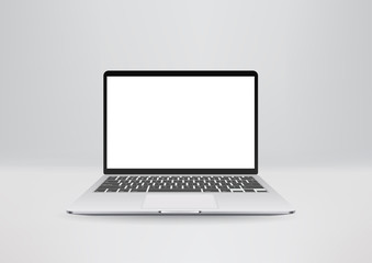 Poster - Modern white laptop on a table. Vector mockup