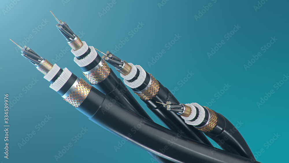 3d illustration, concept of fiber optic cable on a colored background ...
