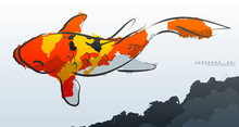 Japanese Koi. Vector Illustration. Compound Paths With Gradients For Easy Color Change.