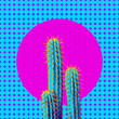 Contemporary art collage. Minimal geometry and cactus design