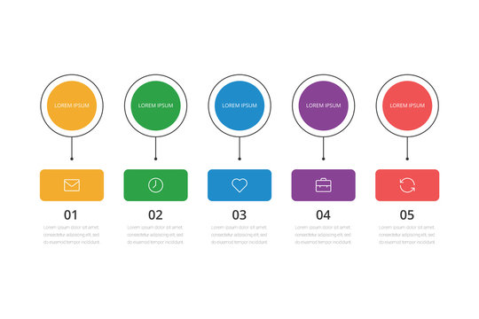 Vector step Infographic chart design with icons and 5 options or steps. Template for business, presentations, web sites, flow chart.