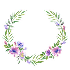  purple handpainted flower wreath