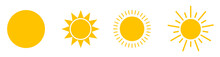 Solar Icons. Set Of Sun Images On A White Background. Solar Symbols.Vector