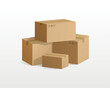 © UA Creative - Cardboard boxes isolated on white background. Container template. Carton packaging.