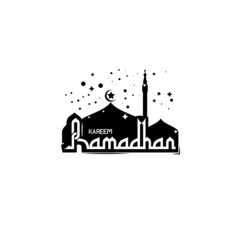 Poster - Illustration vector graphic of ramadan kareem sticker with black and white color perfect for advertisement and etc