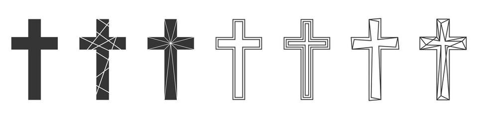 set of christian cross. abstract vector icons.