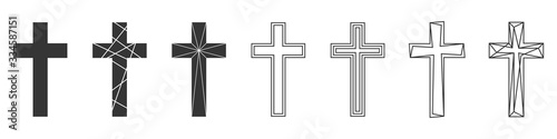 Fotomural Set of Christian Cross. Abstract vector icons.