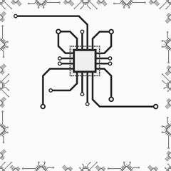 Aufkleber - Flat CPU pattern vector illustration. Seamless pattern circuit board vector background.