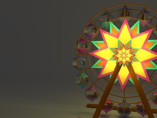 FERRIS WHEEL AMUSEMENT PARK 3D ILLUSTRATION