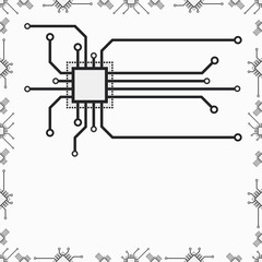 Poster - Seamless vector chip pattern background. Seamless vector circuit pattern.