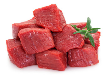 Wall Mural - Raw beef meat on white background