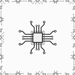 Aufkleber - Flat CPU microprocessor vector pattern for web and print design. Vector 2d concept illustration with macro CPU element.