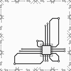 Poster - CPU microprocessor flat vector wallpaper. Concept of 2d line icon cpu design for web, video, print and animation.