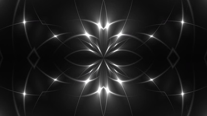 Poster - Abstract symmetry kaleidoscope - fractal lights, 3d rendering backdrop, computer generating background
