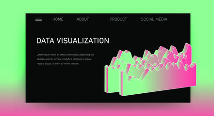 Aufkleber - Web site template for Big Data  analysis, Artificial intelligence and  Information science. 3D graphs and plots.