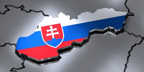 Sticker - Slovakia - country borders and flag - 3D illustration